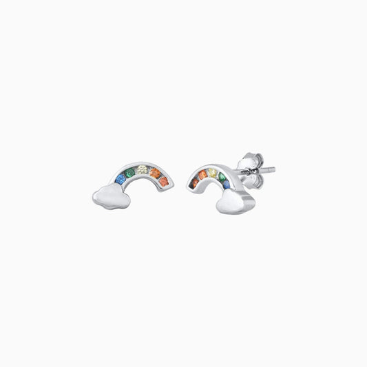 Sparkle Rainbow Post Earrings in Silver