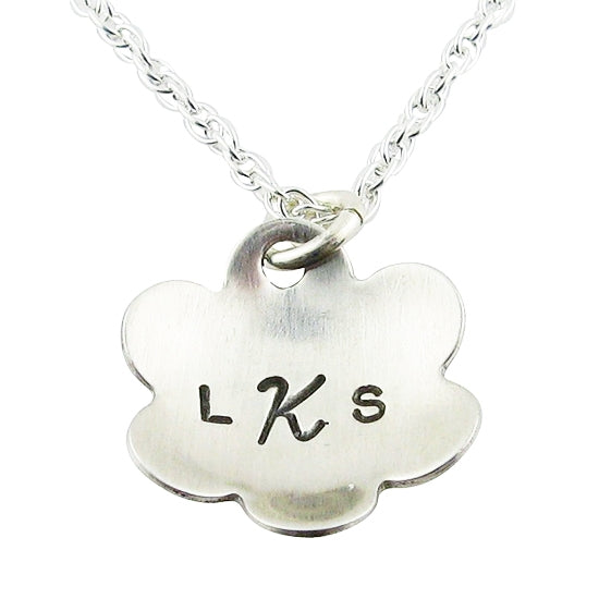 Sweet Flower Hand-Stamped Necklace - Little Girl's Pearls