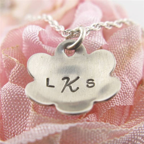 Sweet Flower Hand-Stamped Necklace - Little Girl's Pearls
