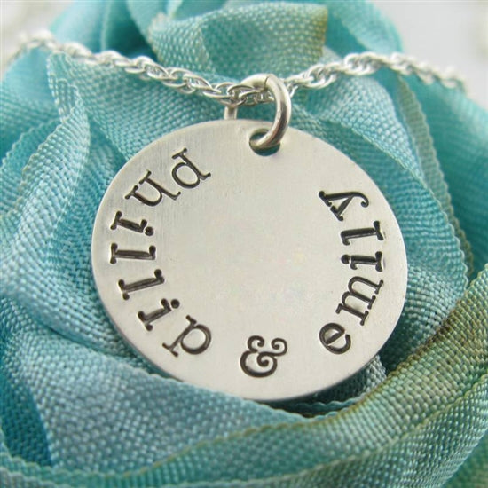 Hand Stamped Circle Necklace - Little Girl's Pearls