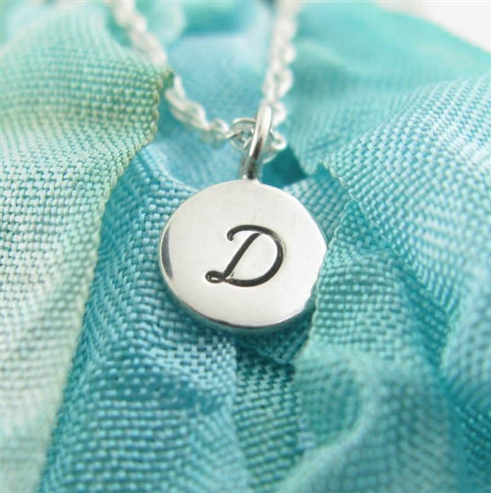 Itty Bitty Circle Stamped Initial Necklace - Little Girl's Pearls