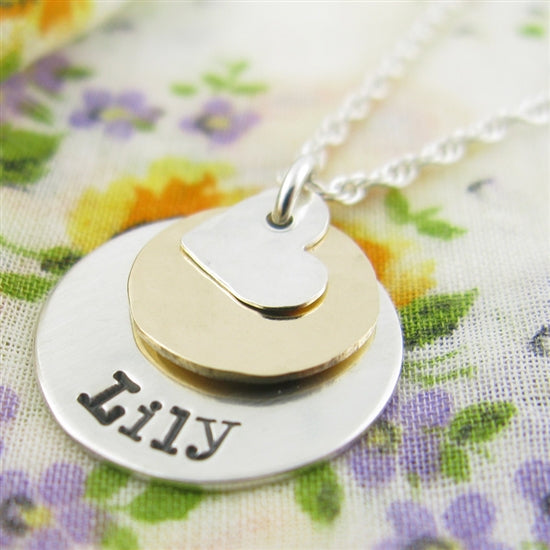 Layered Hand Stamped Necklace - Little Girl's Pearls