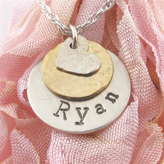Layered Hand Stamped Necklace - Little Girl's Pearls