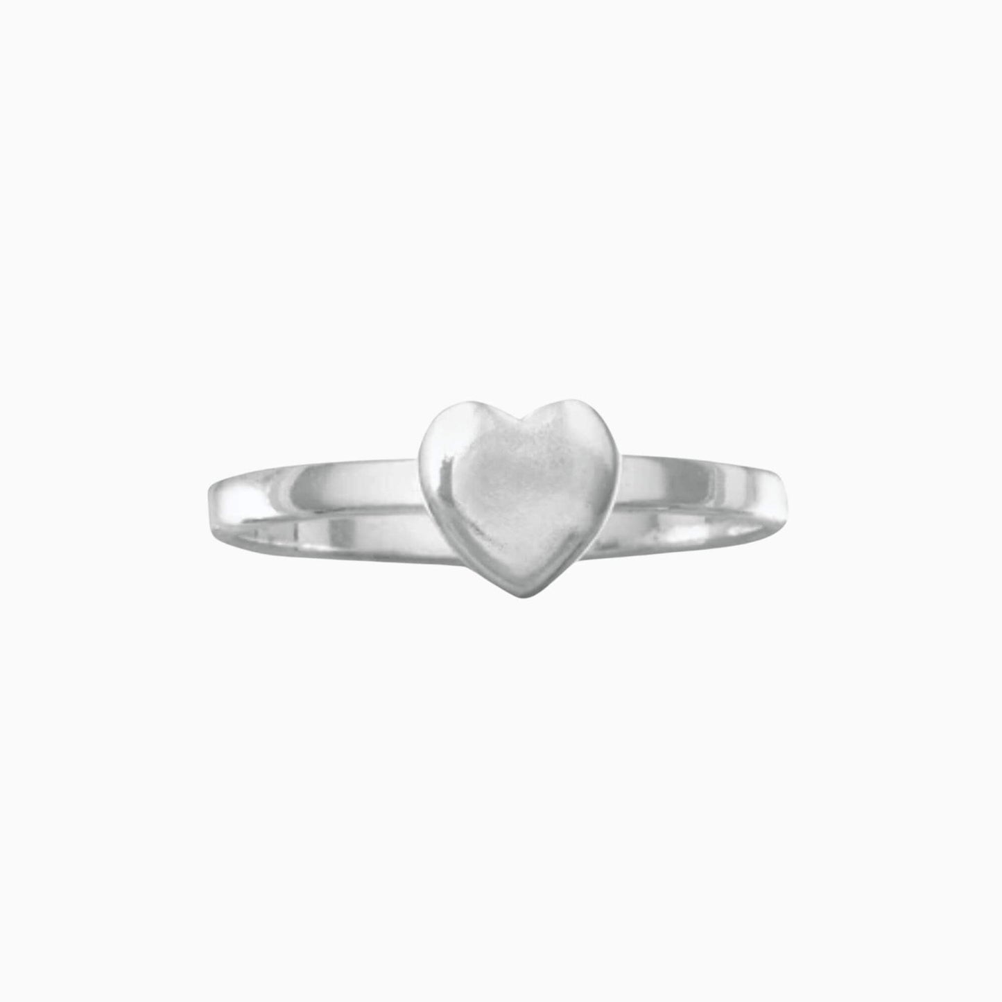 silver kids ring with a heart.