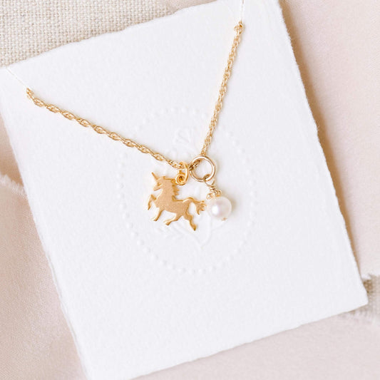 Magical Unicorn Necklace in Gold