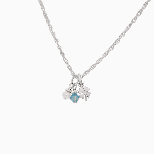 Tiniest Lucky Clover + Sparkly Birthstone Crystal Necklace