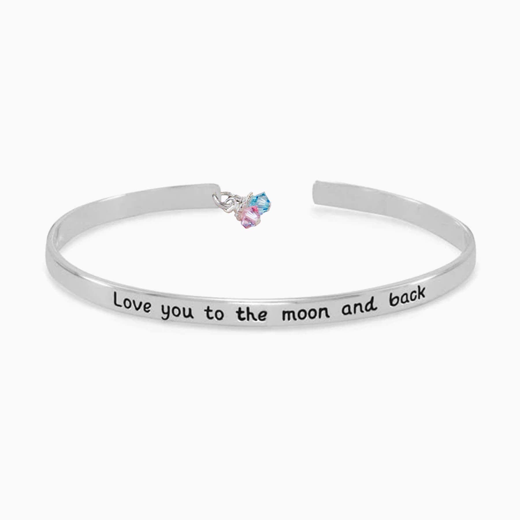 Love You to the Moon and Back Mom Cuff Bracelet - Little Girl's Pearls