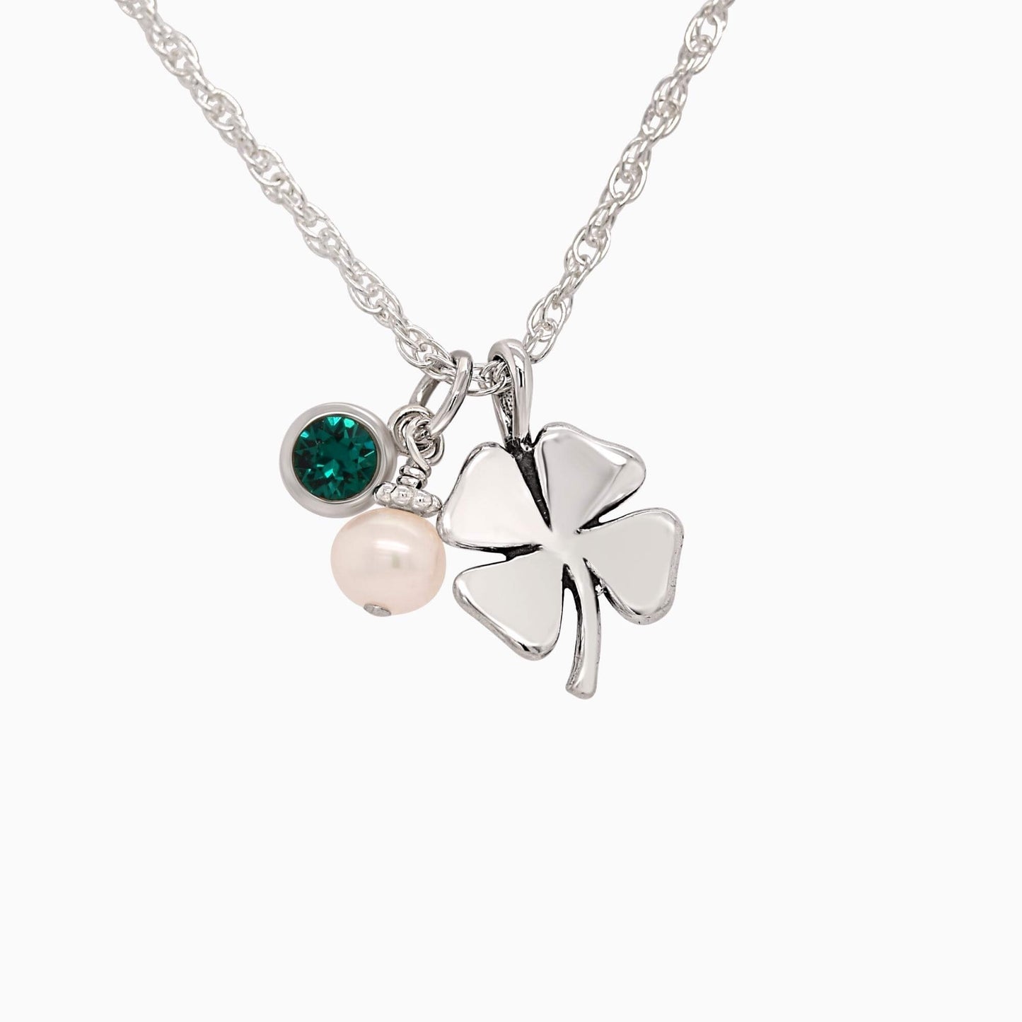 Lucky Clover + Sparkly Birthstone Crystal Necklace
