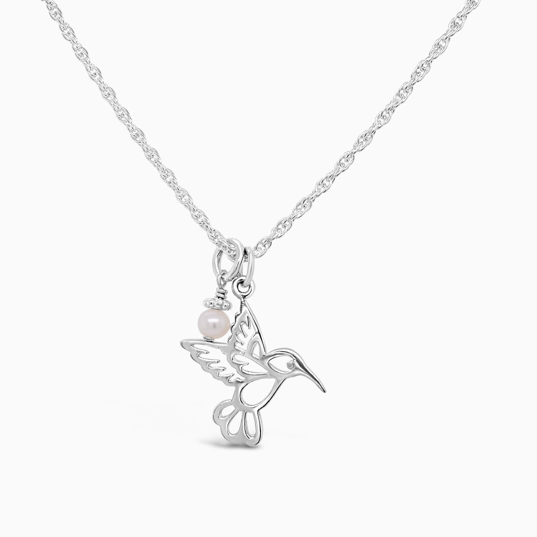 Mama Hummingbird Necklace - Little Girl's Pearls