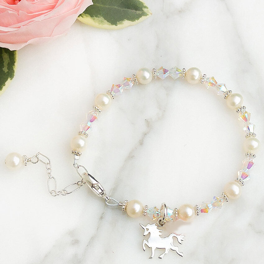 Sparkle Unicorn Bracelet - Little Girl's Pearls