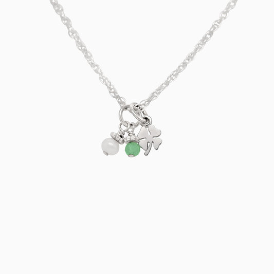 Tiniest Lucky Clover + Birthstone Necklace
