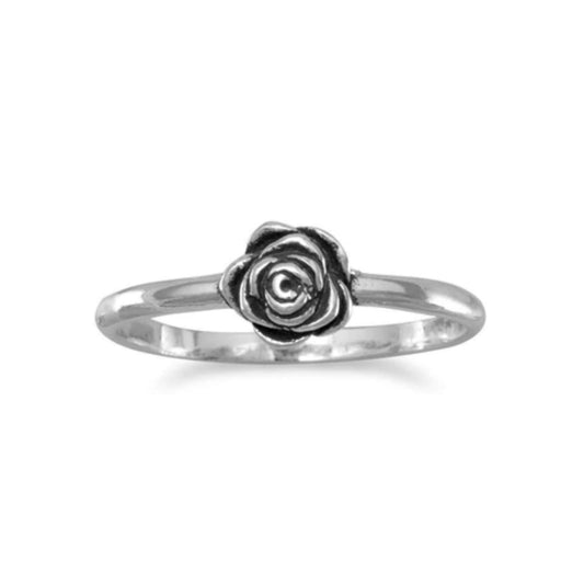 Lovely Little Rose Ring in Silver